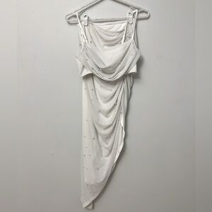 SHEIN - Embellished Pearl Top and Skirt Set